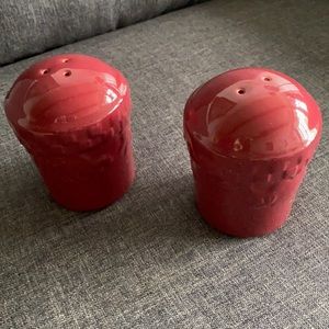 Home grown maroon ceramic new salt and pepper shakers